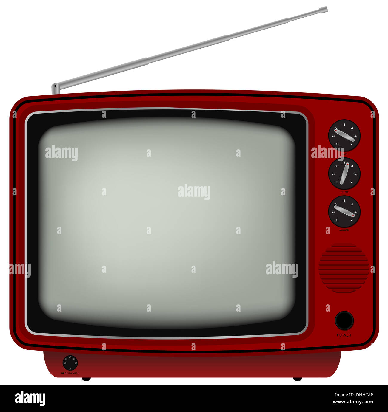 Red Retro TV - Illustration of Old Television Isolated on White Background Stock Photo