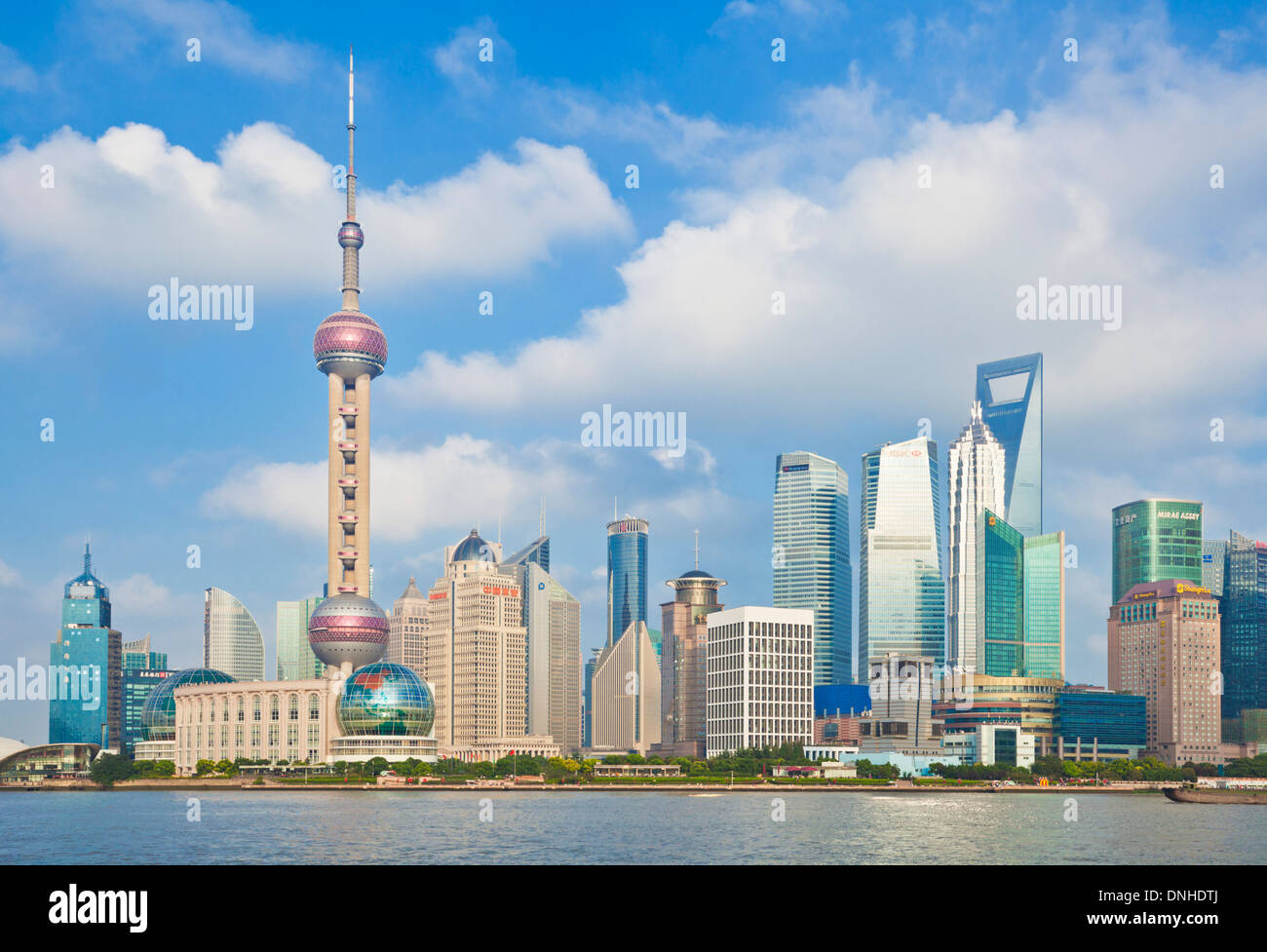 shanghai skyline with the world financial center and oriental pearl buildings the Pudong PRC, People's Republic of China, Asia Stock Photo