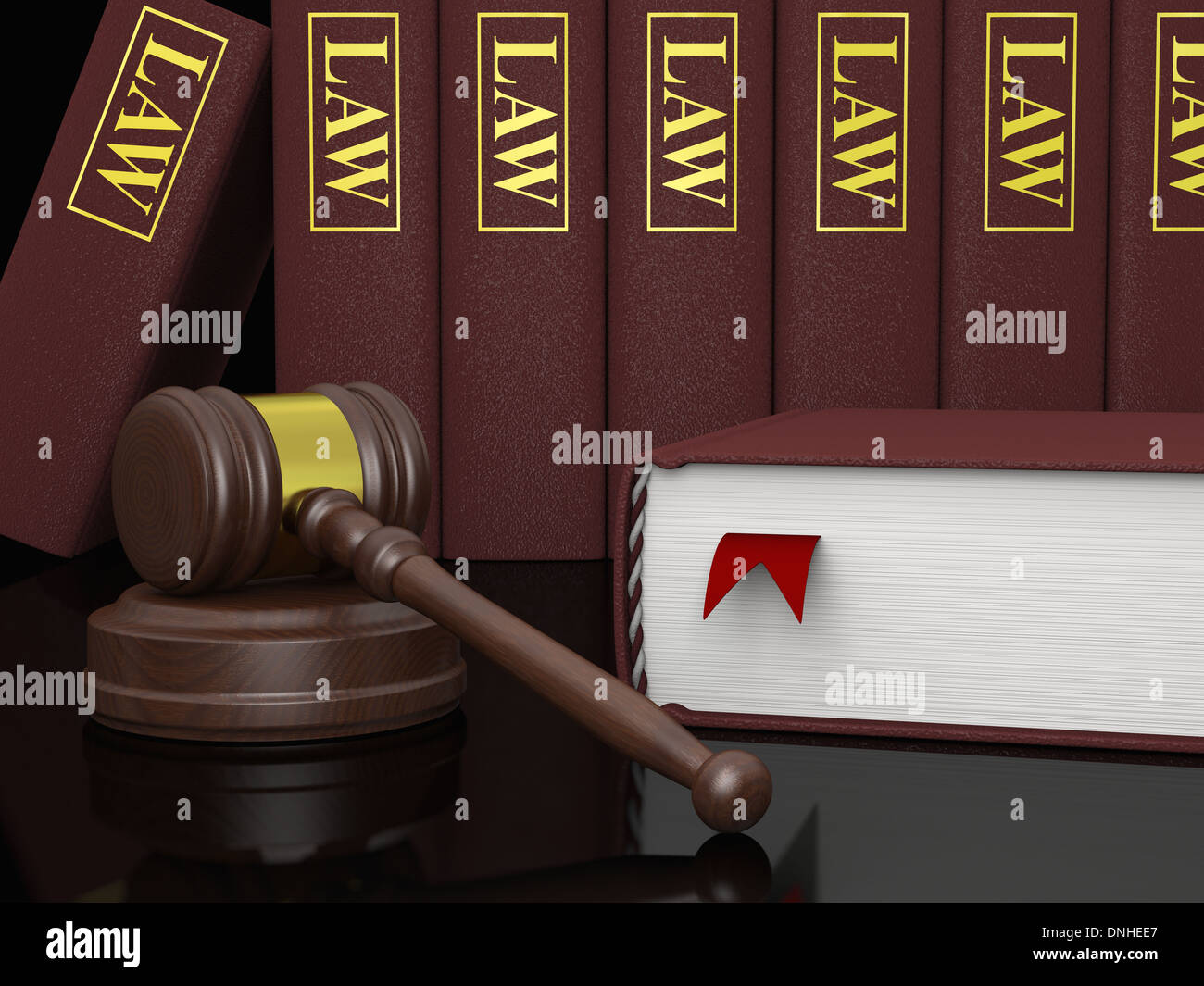 Gavel and law books, symbols of law and legal literature Stock Photo