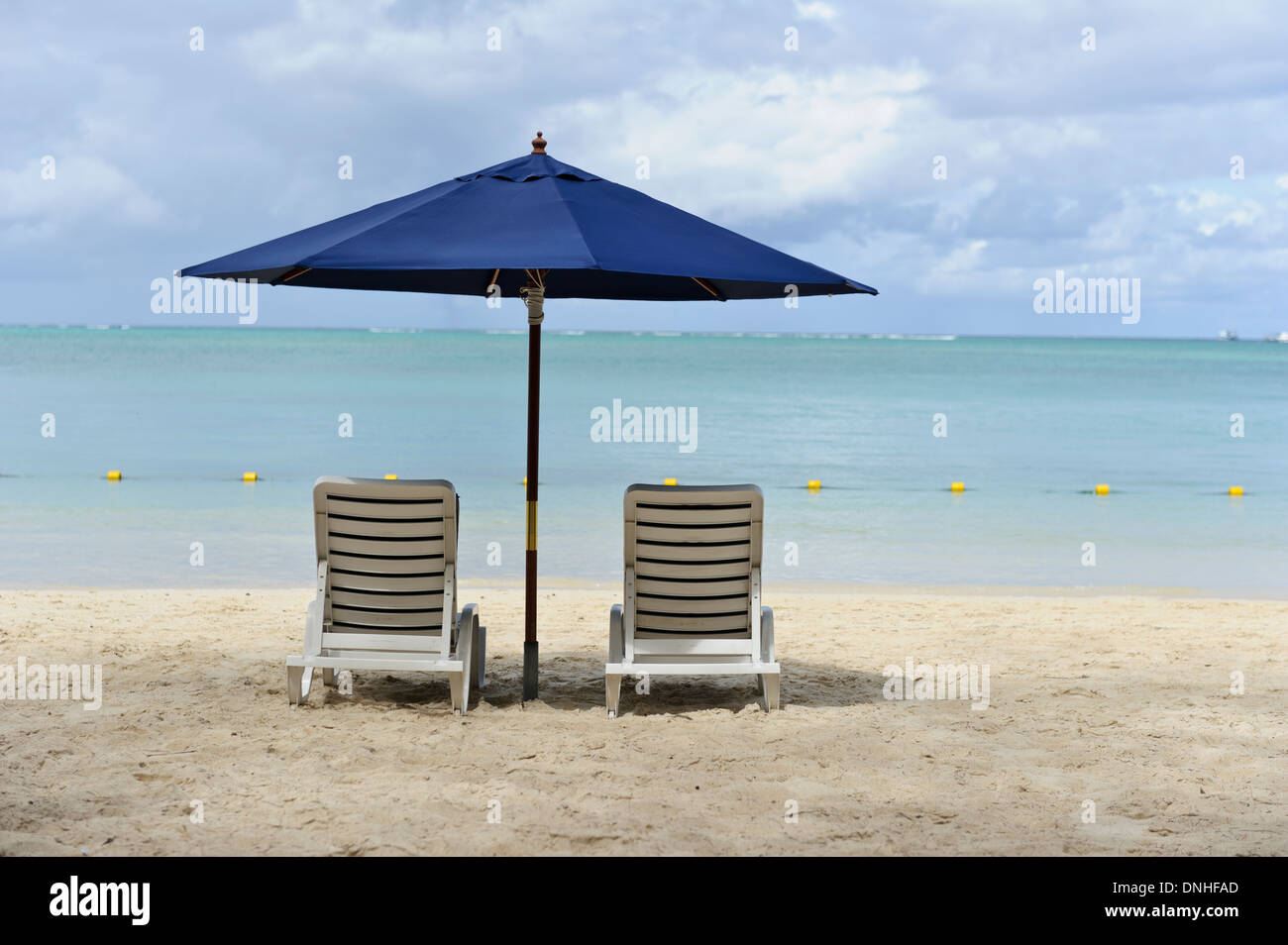 Beach recliners on the beach, Mauritius Stock Photo Alamy
