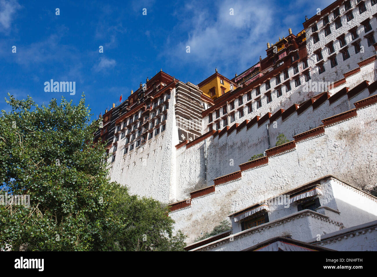 The Potala Palace from a view from below in the morning sun Stock Photo