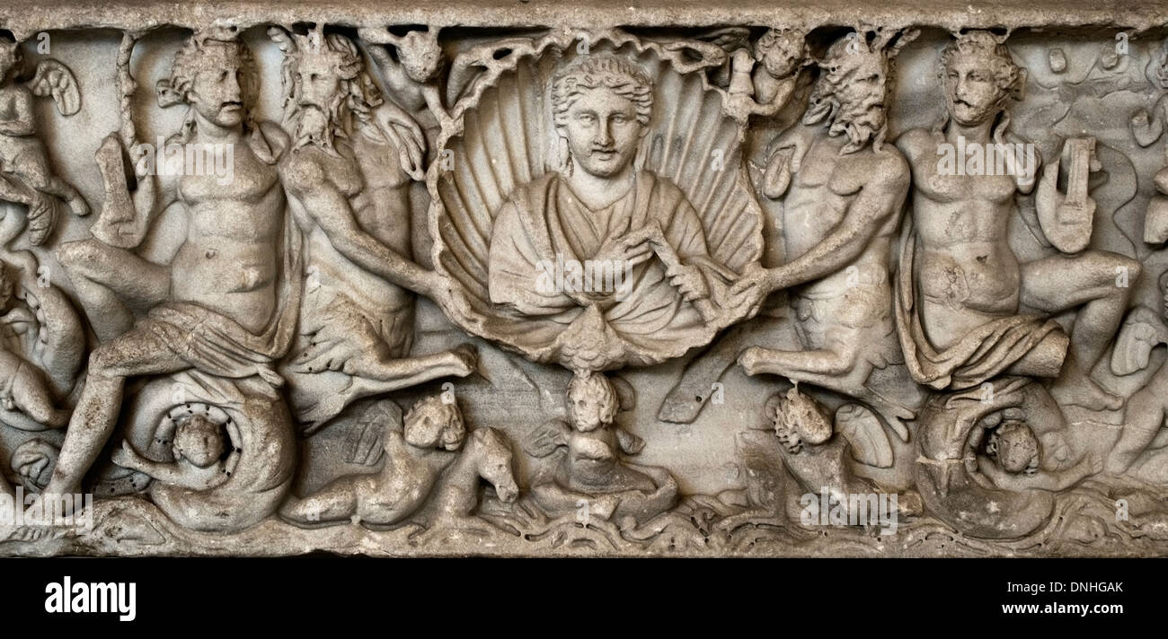Roman sarcophagus with the representation of sea creatures 230 AD Rome ...