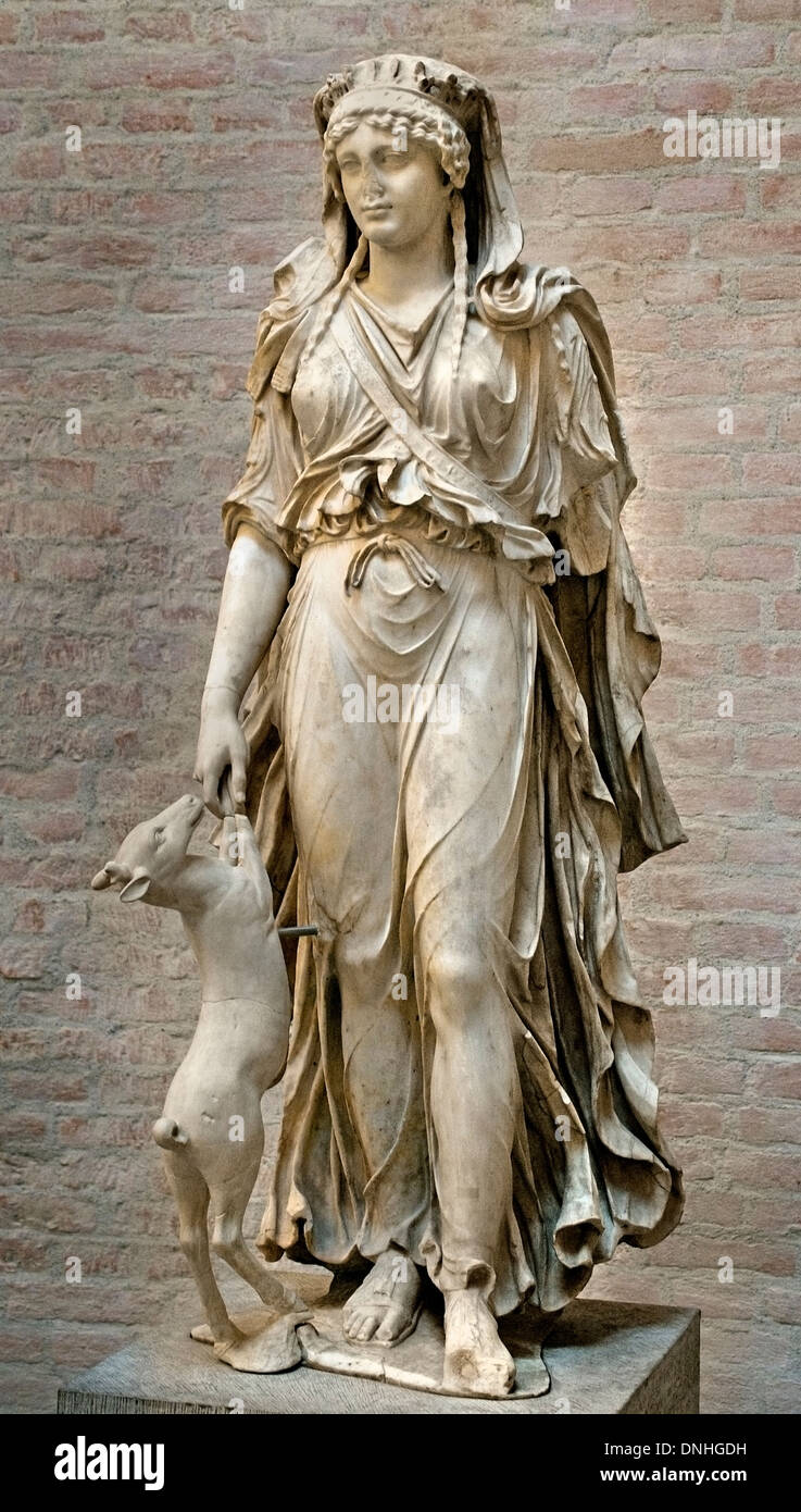 Artemis - Diana Greek / Roman goddess of the hunt, statue from the 1st century AD Stock Photo