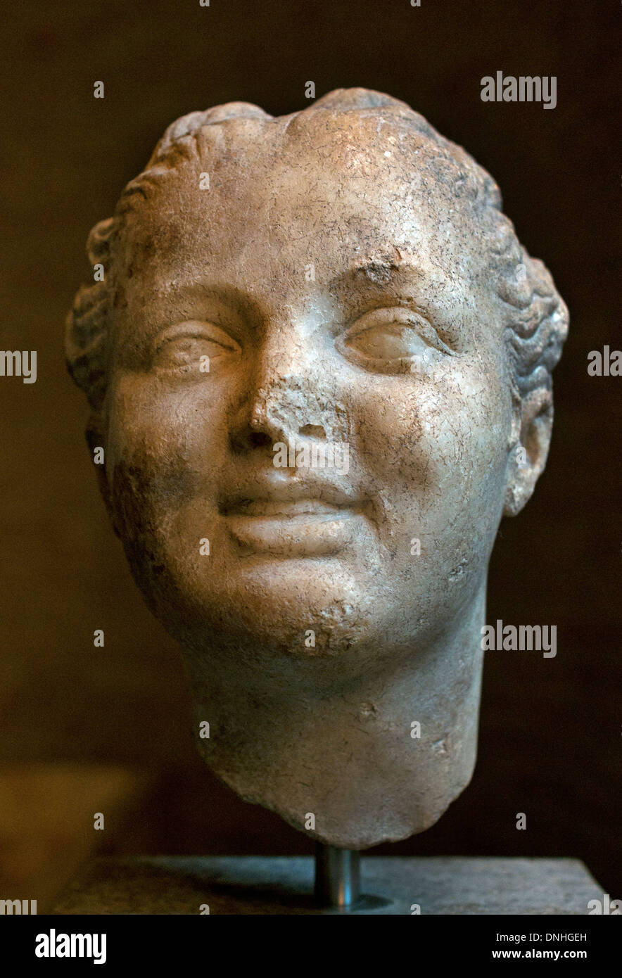 Laughing Girl Greek Greece - Roman copy  after the archetypal from the time around 150 BC Rome Italy Italian Stock Photo