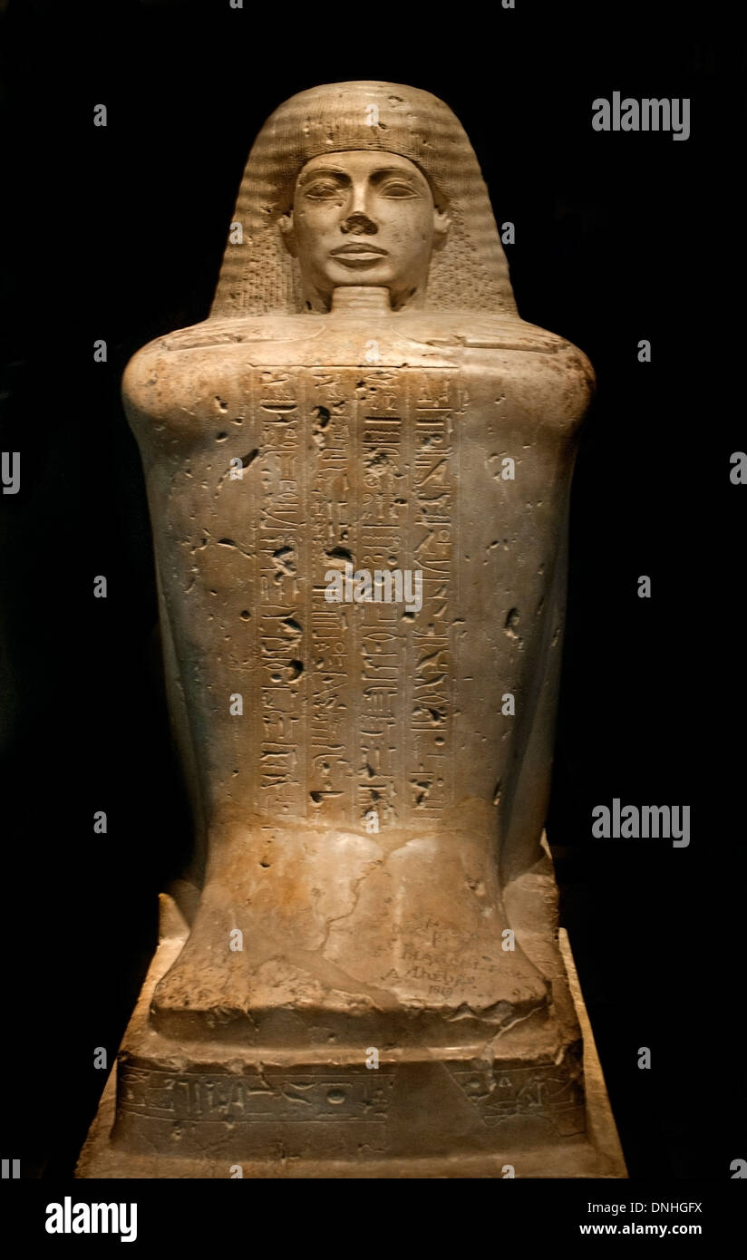 Block statue of the priest of Amun Bakenkhonsu 19 Dynasty 1320 BC Egypt