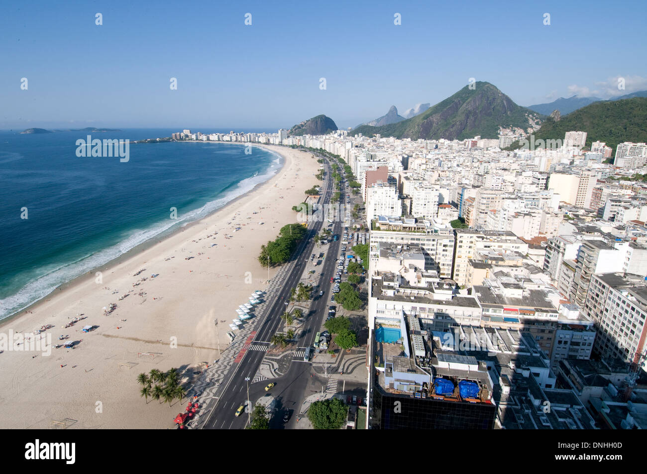 The southern end of Copacabana beach in Rio de Janeiro in Brazil. Stock Photo