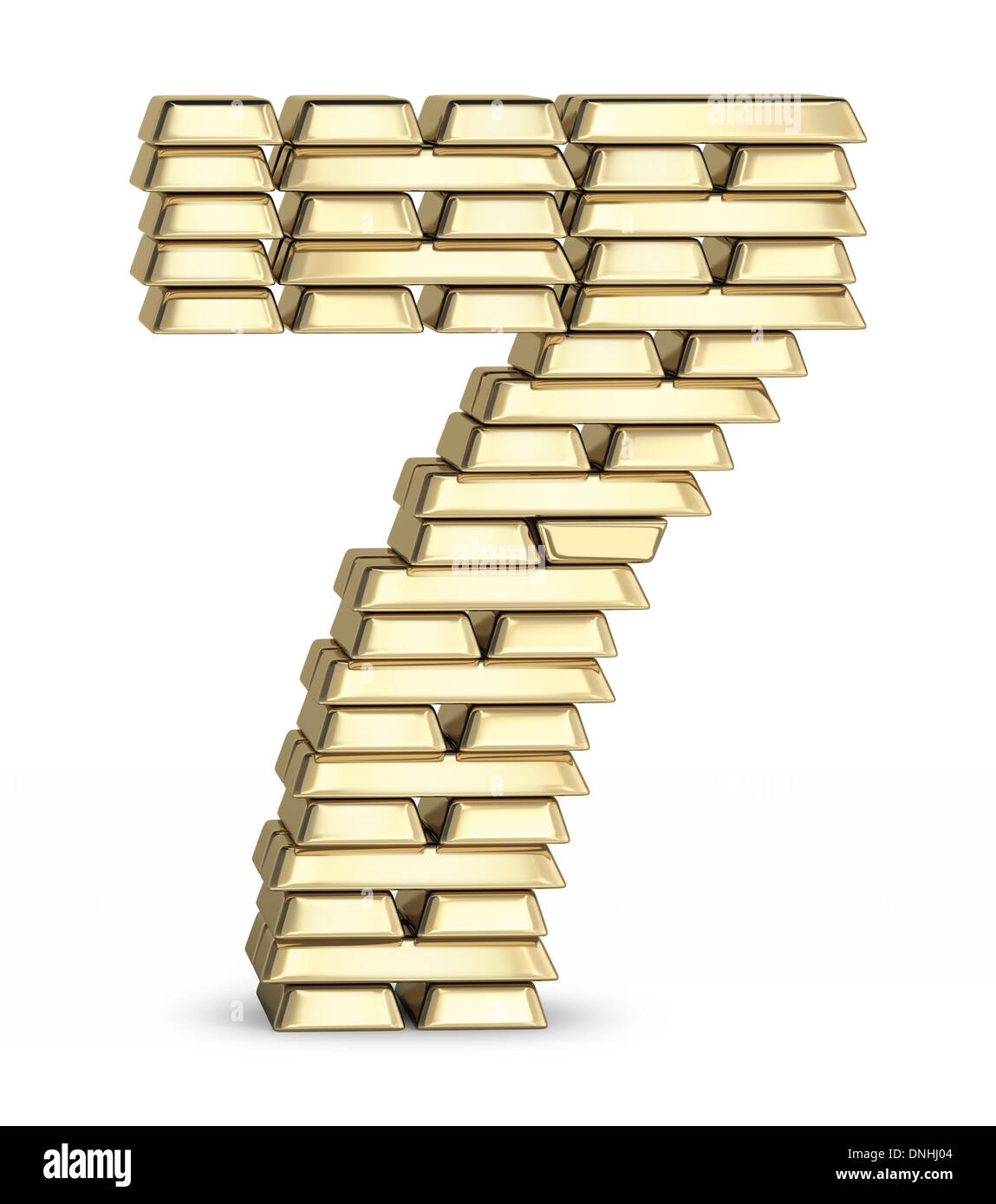 Number 7 from gold bars Stock Photo