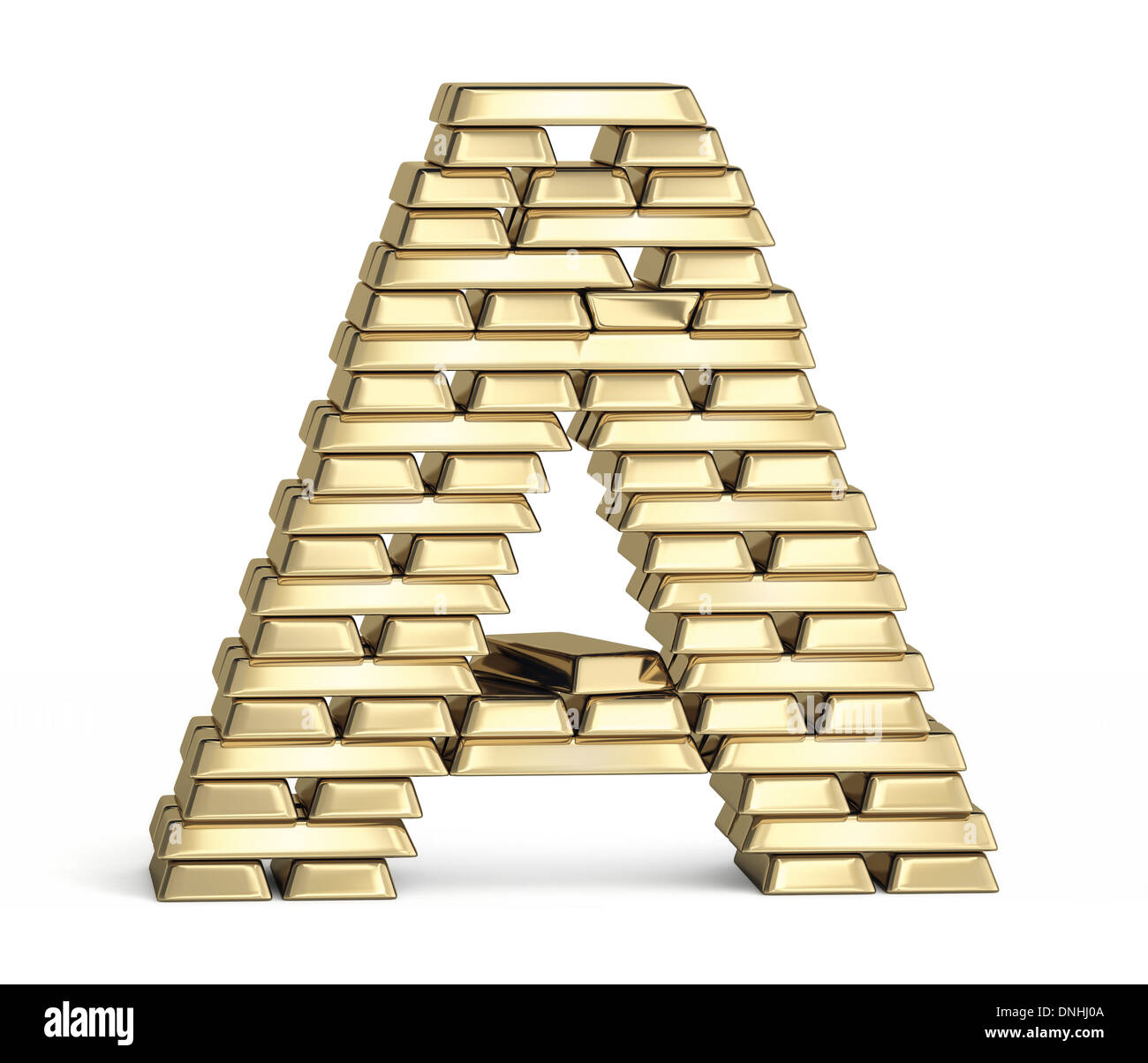 Letter A from gold bars Stock Photo