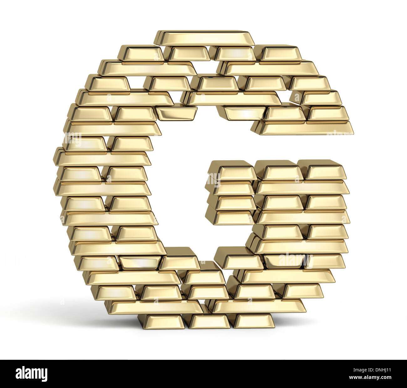 Letter G from gold bars Stock Photo
