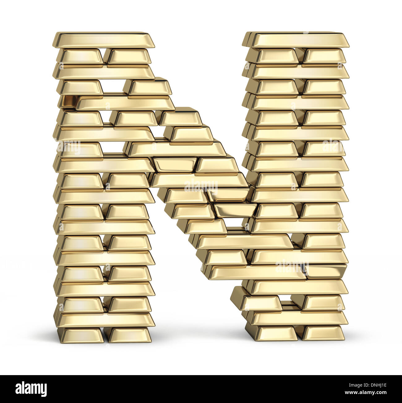 Letter N from gold bars Stock Photo