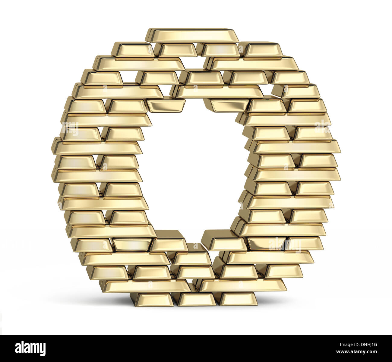 Letter O from gold bars Stock Photo
