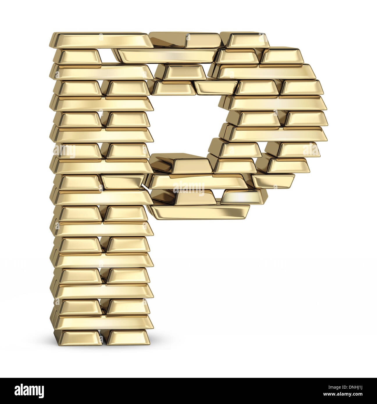 Letter P from gold bars Stock Photo
