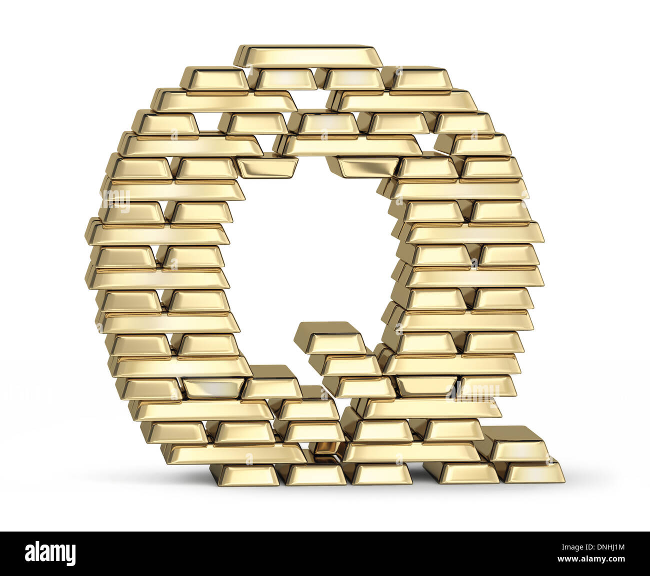 Letter Q from gold bars Stock Photo
