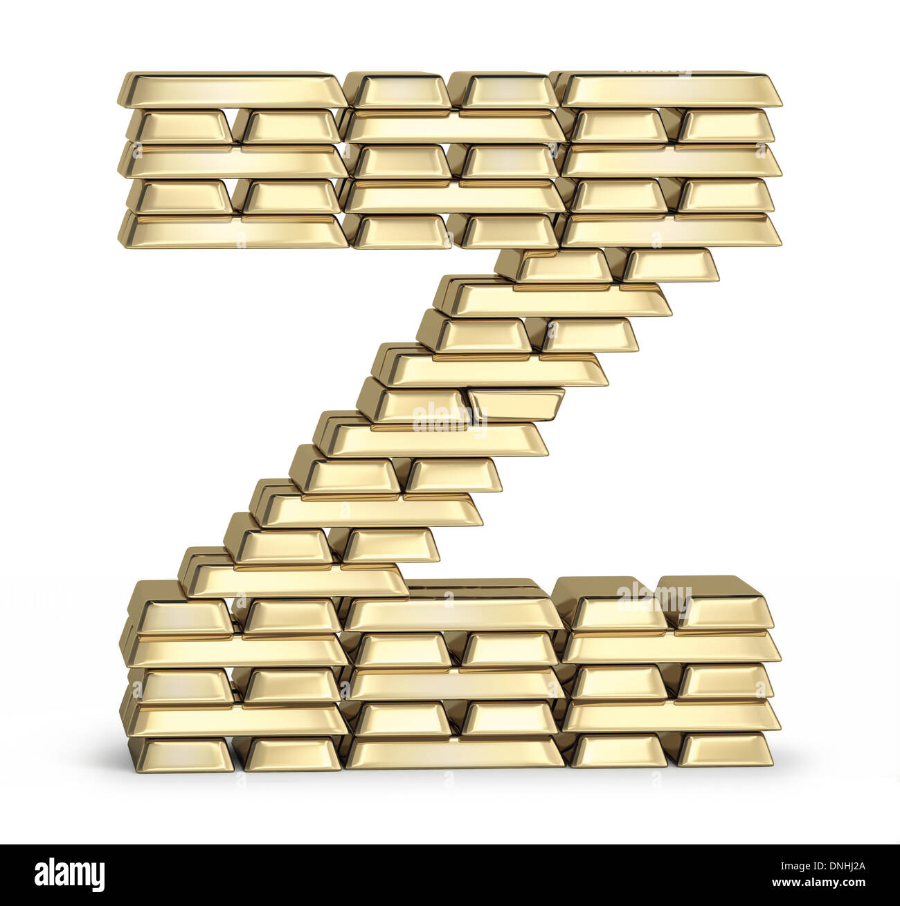 Letter Z from gold bars Stock Photo