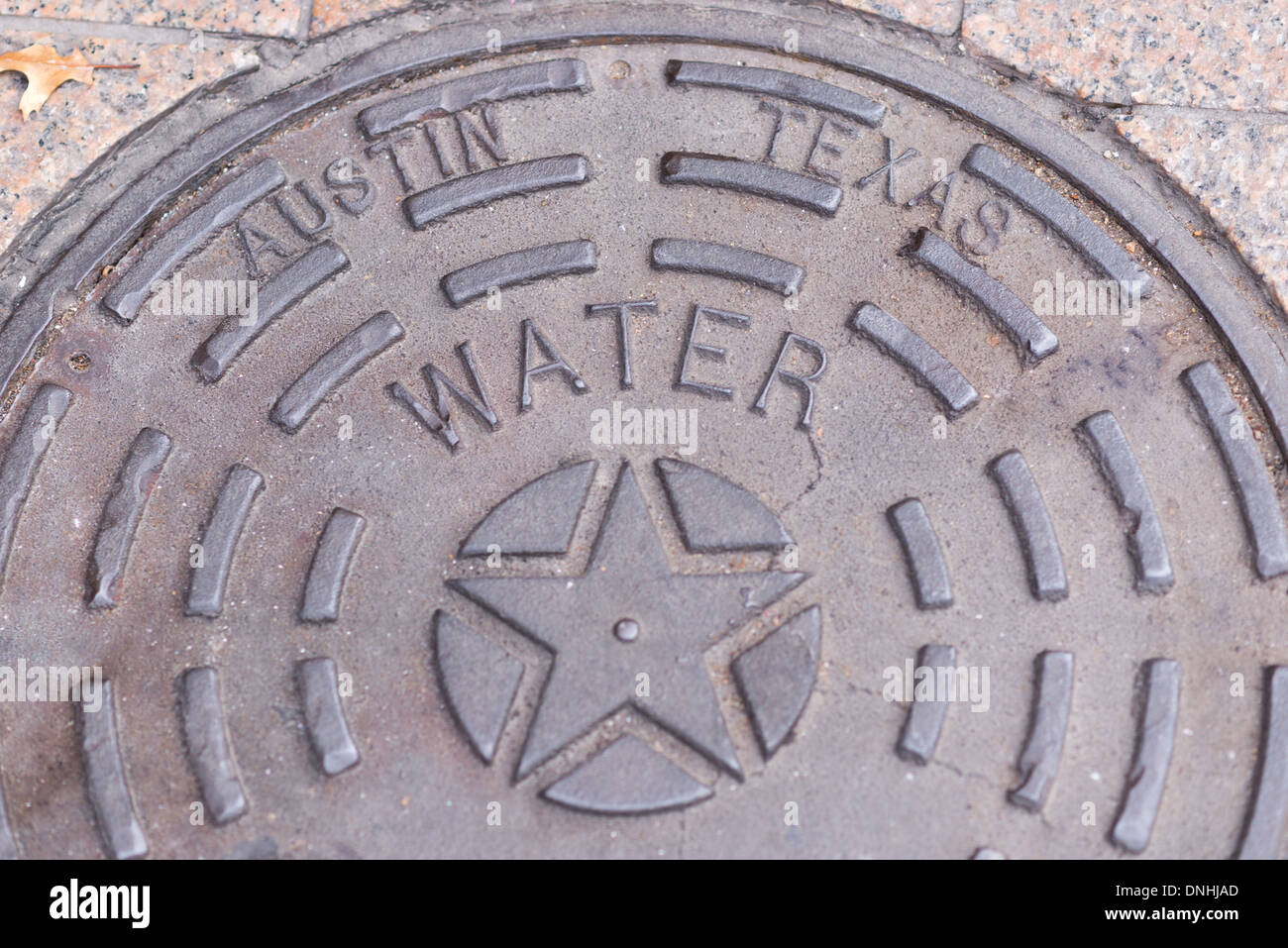 Austin, Texas Water Department manhole cover with the Lone Star emblem