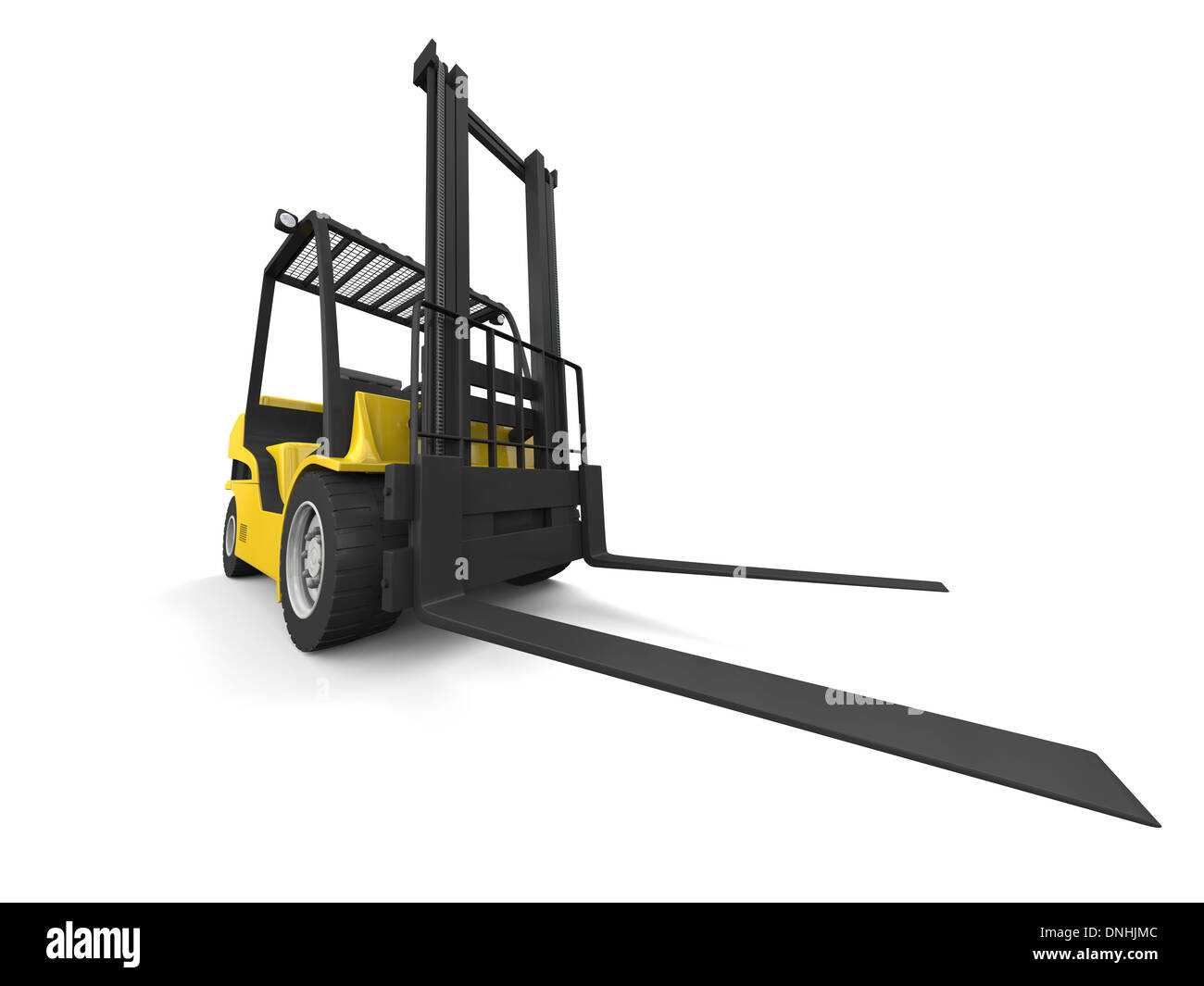 Modern yellow forklift isolated on white background Stock Photo