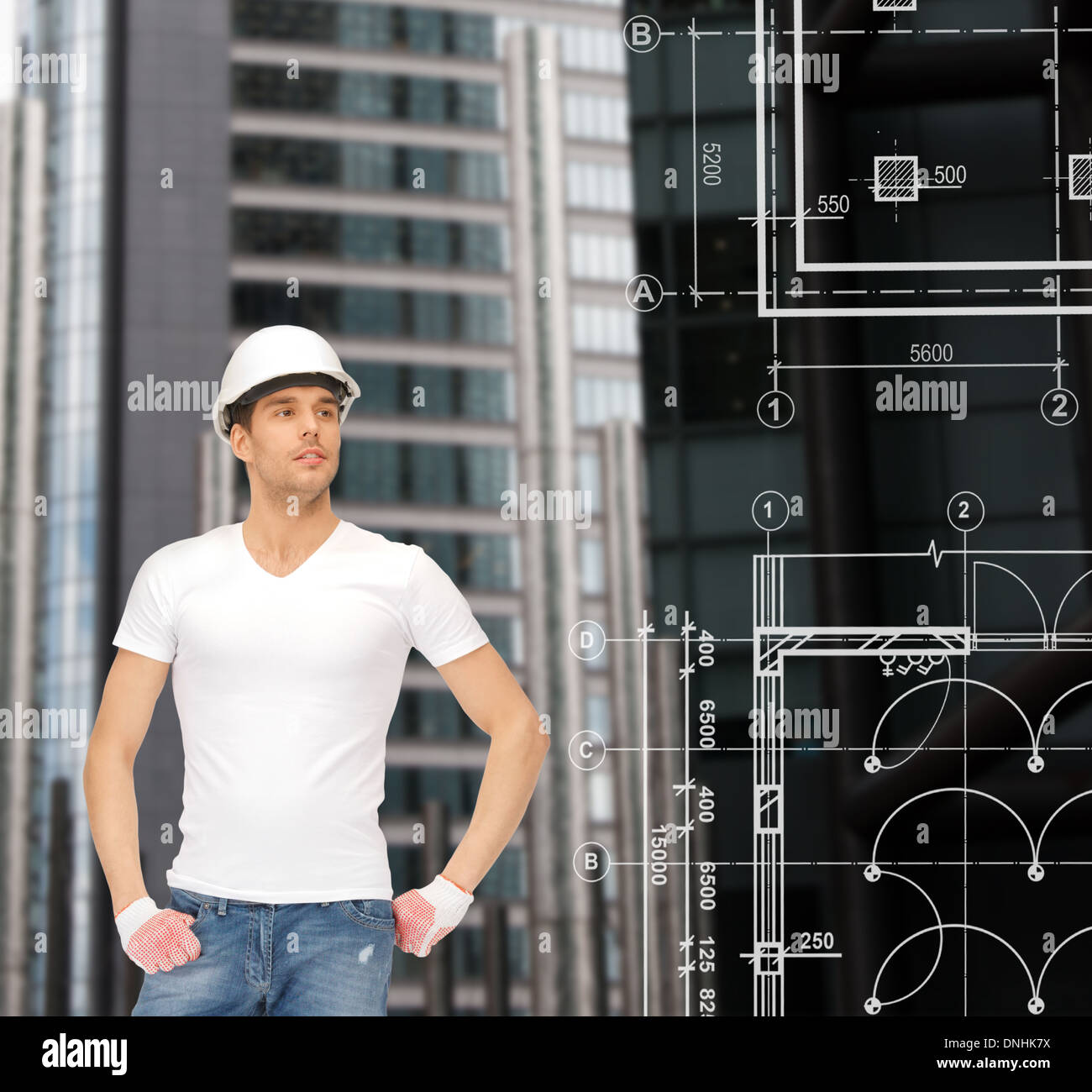 Handsome builder drawing buildings hi-res stock photography and images ...