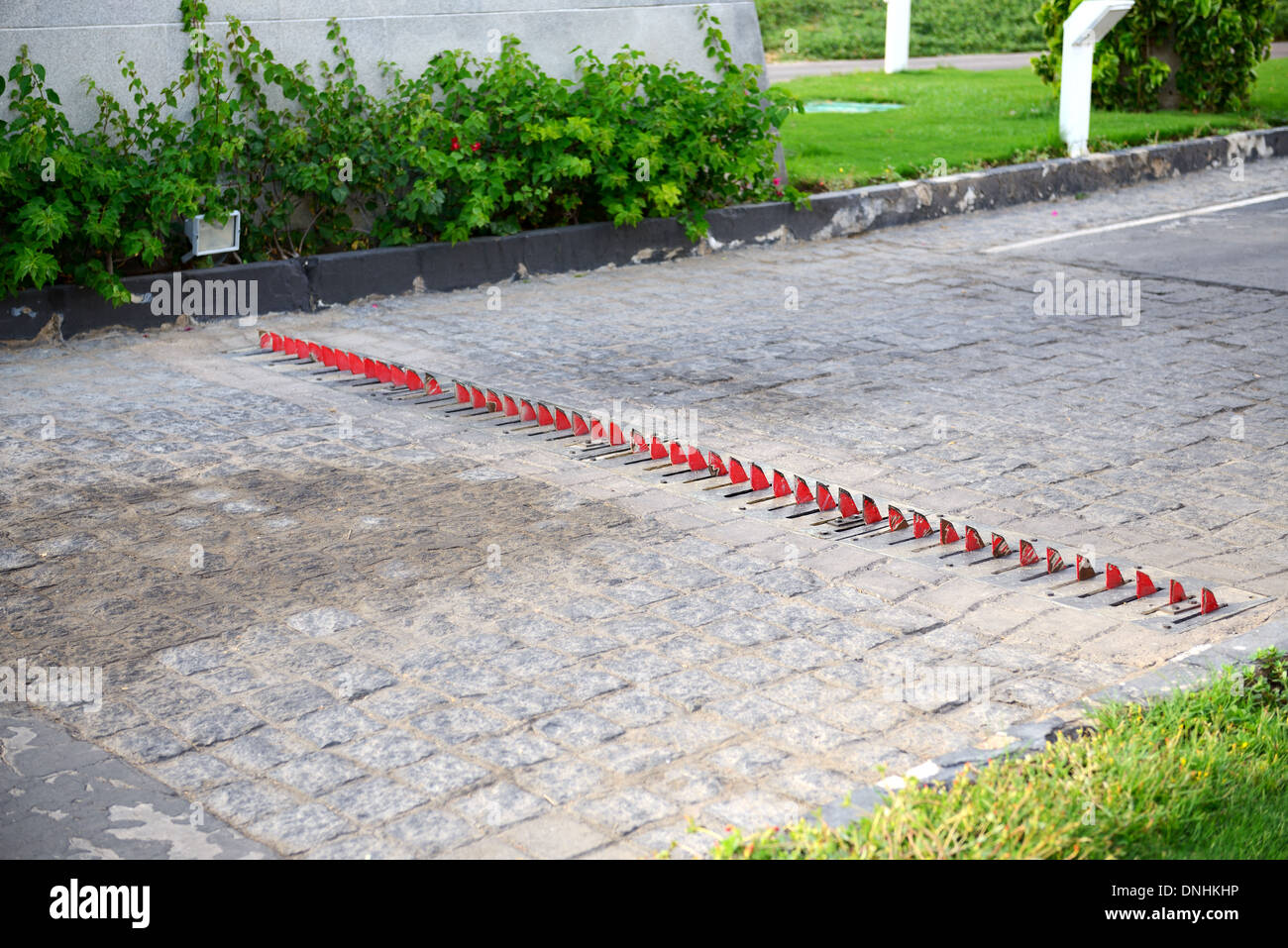 Special security pins against car's tires in the luxury hotel, Sharm el Sheikh, Egypt Stock Photo