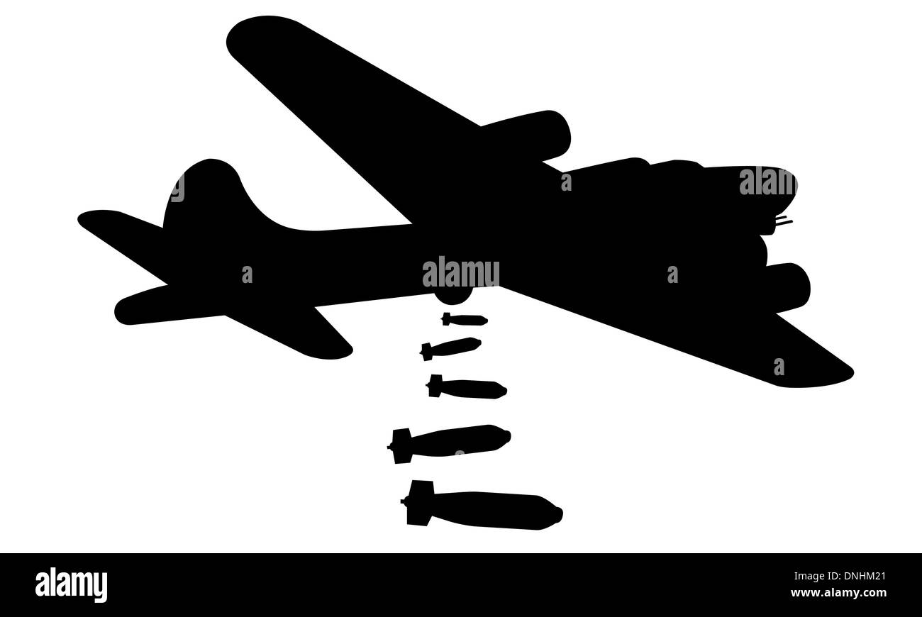 bomber plane silhouette isolated Stock Photo