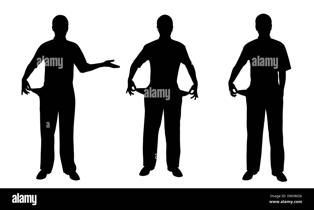 set of people showing empty pockets Stock Photo Alamy
