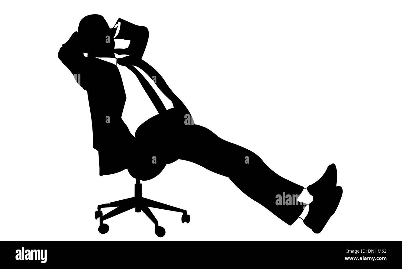 Silhouette man sitting on chair Black and White Stock Photos & Images ...