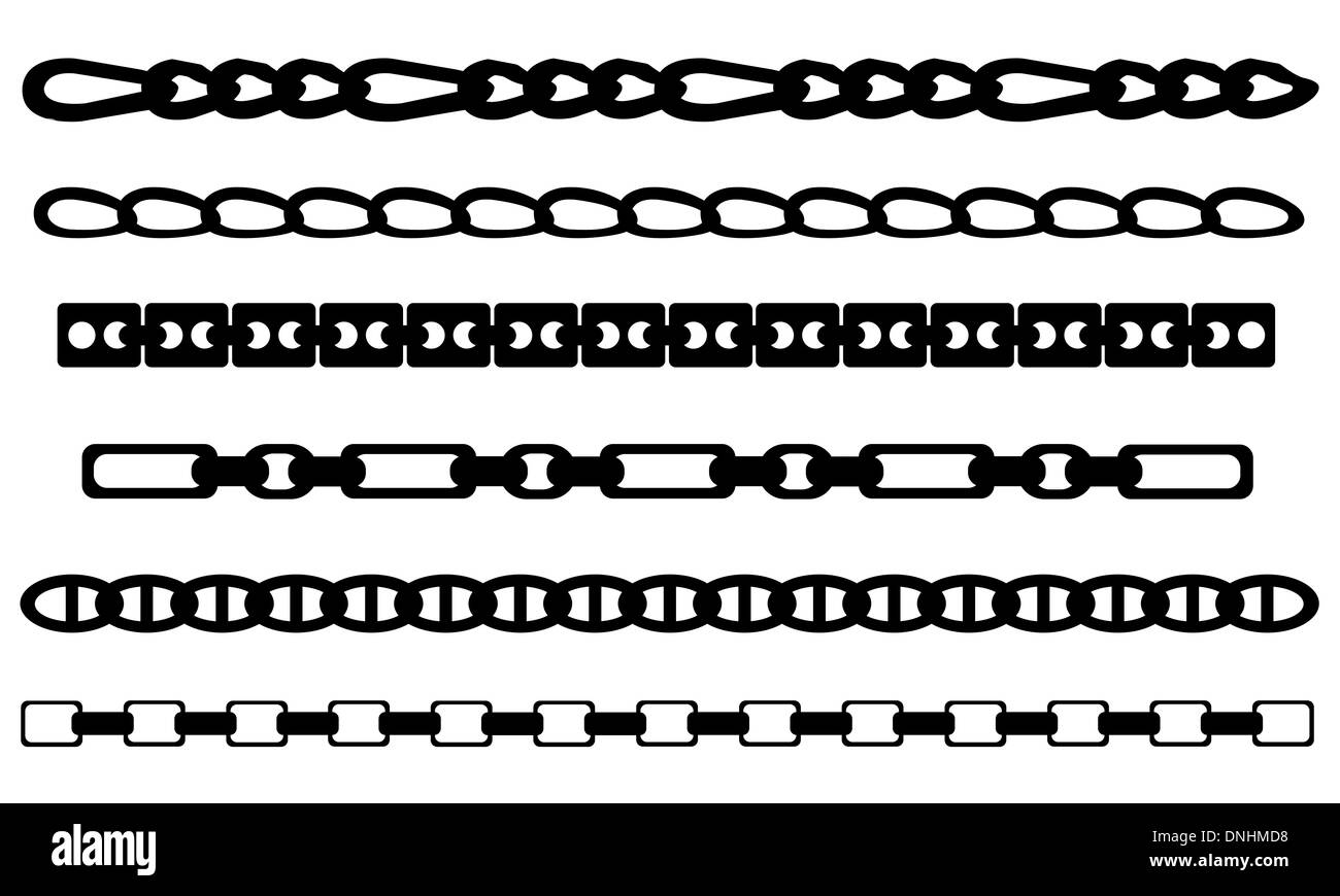 set of different chains isolated Stock Photo - Alamy