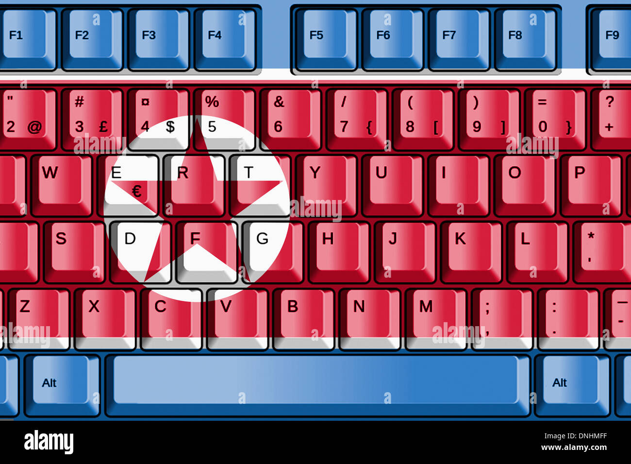 Computer Keyboard with North Korea Flag Concept Stock Photo