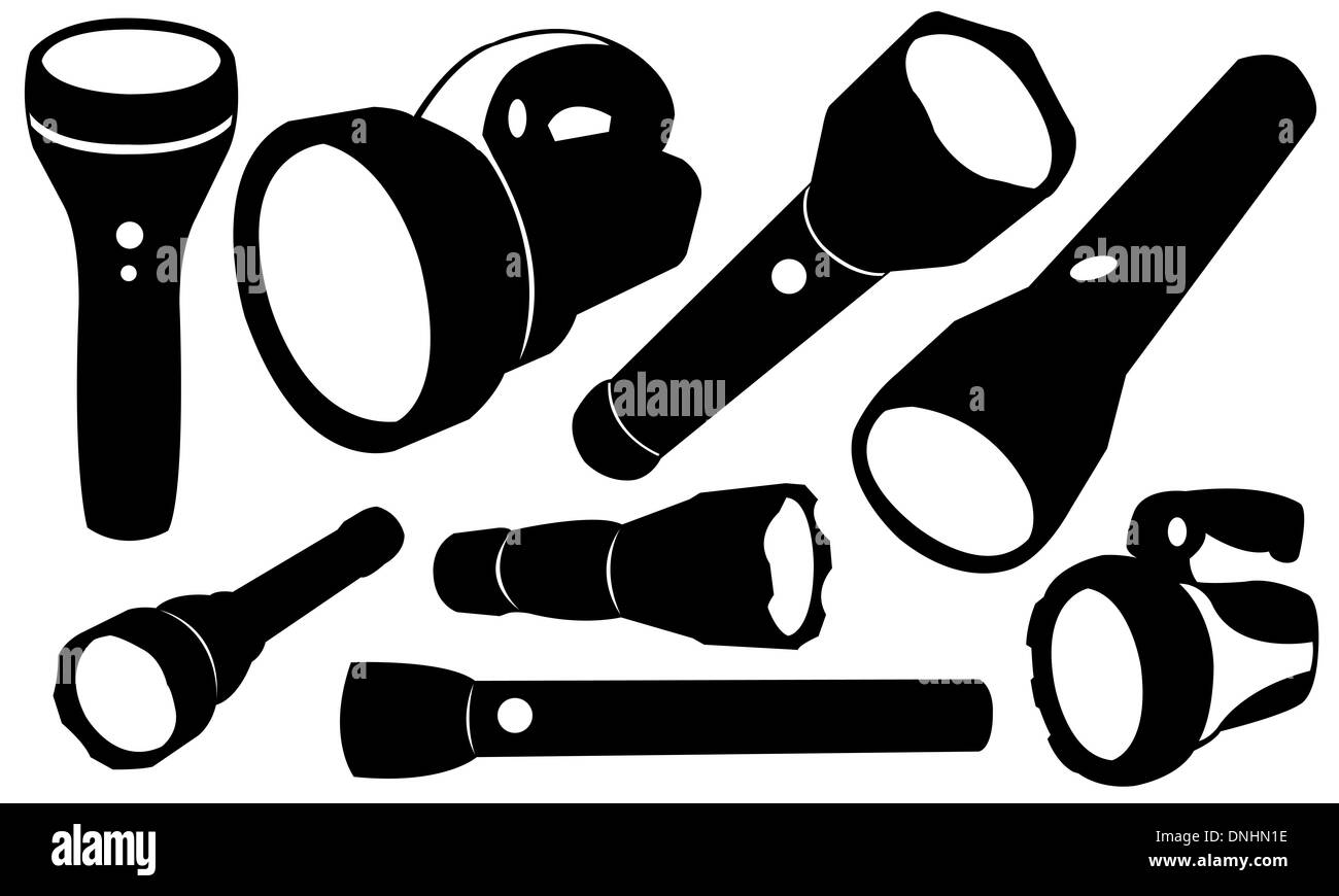 set of flashlights isolated Stock Photo Alamy