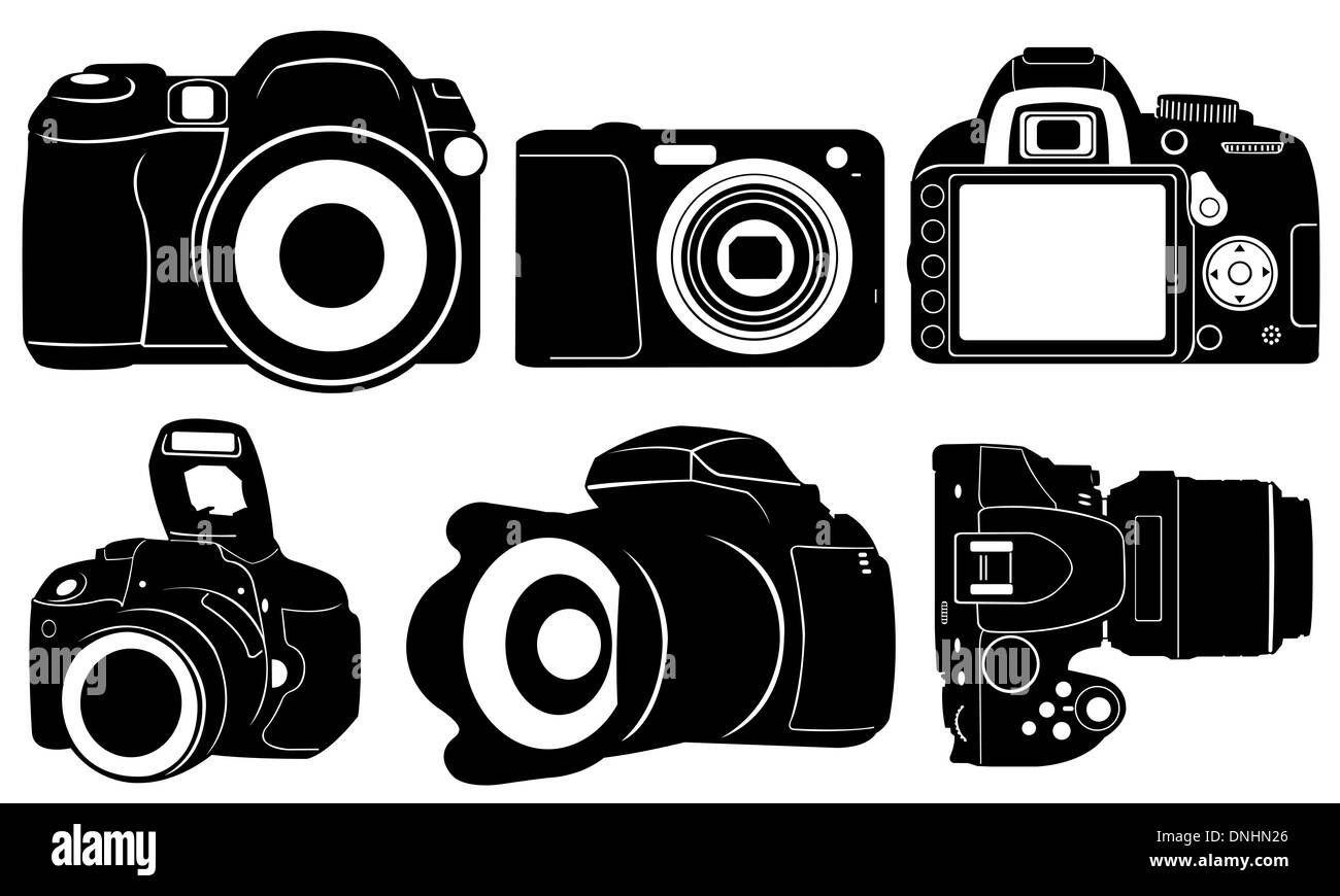set of different digital cameras isolated Stock Photo Alamy