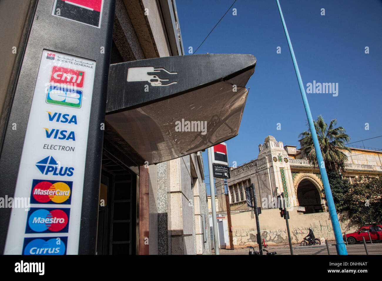 BRANCH OF THE SOCIETE GENERALE BANK IN THE NEIGHBORHOOD OF THE FORMER SLAUGHTERHOUSES, CASABLANCA, MOROCCO, AFRICA Stock Photo