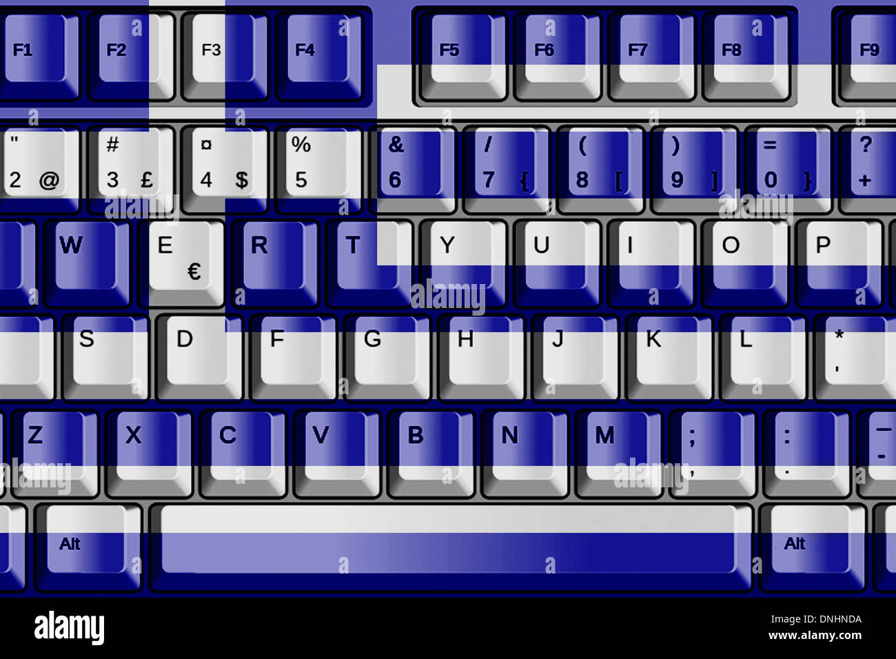 Computer Keyboard with Greece Flag Concept Stock Photo