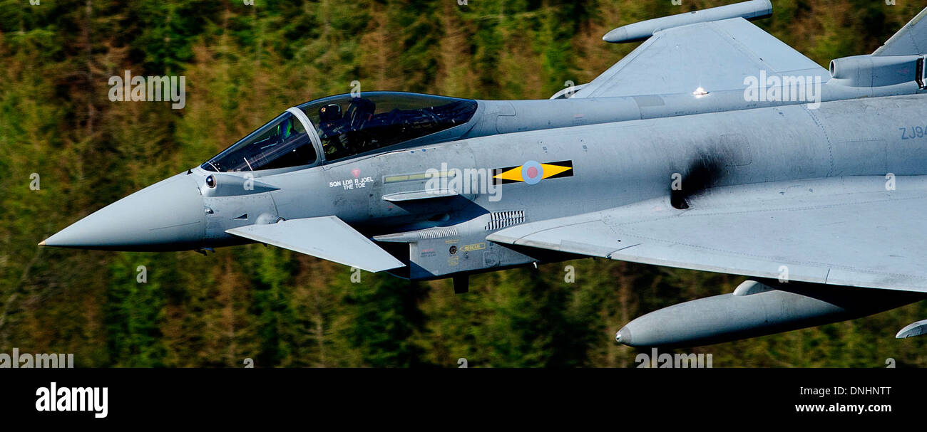 raf typhoon jet low level in north wales mach loop Stock Photo