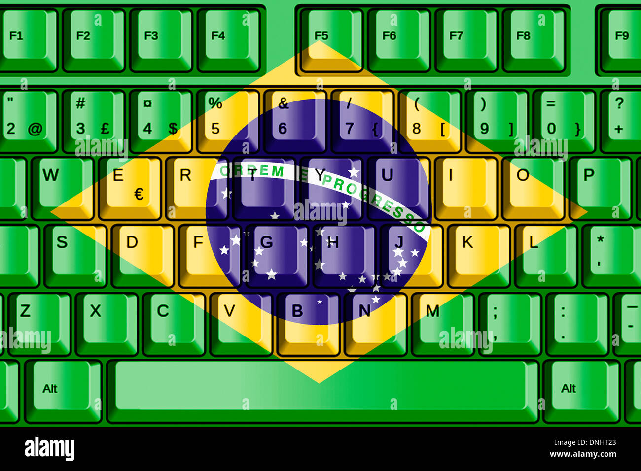 Computer Keyboard with Brazil Flag Concept Stock Photo Alamy