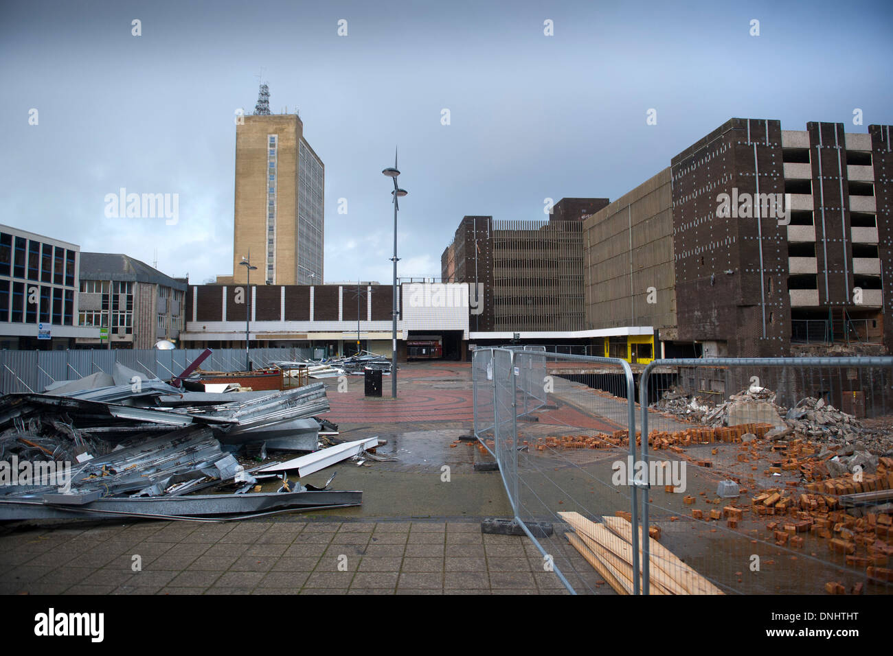 Newport town center in Newport, South Wales, before it was demolished to make way for new shopping centre Friars Walk. Stock Photo