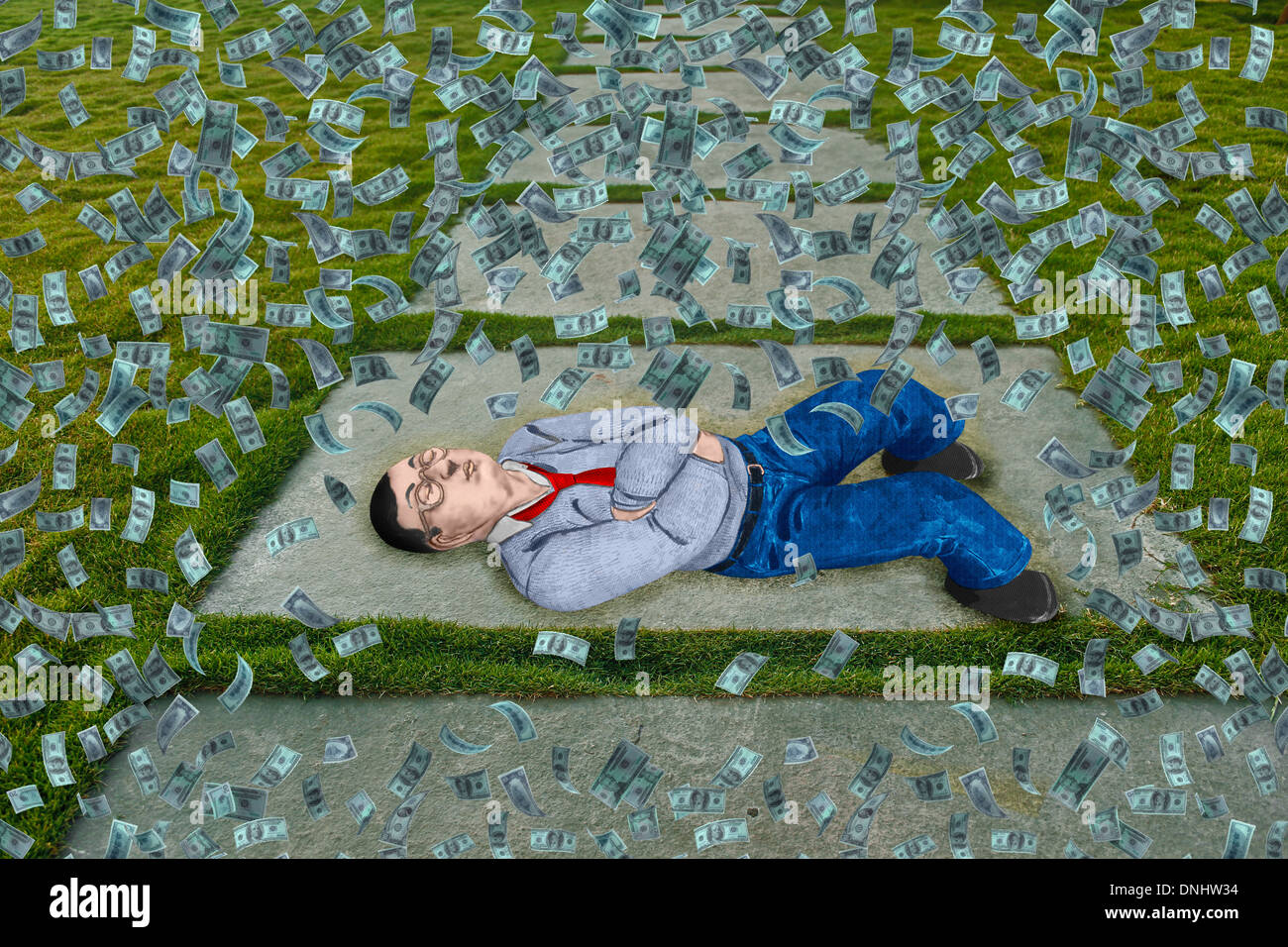 Man sleeping or relaxing, illustration concept Stock Photo