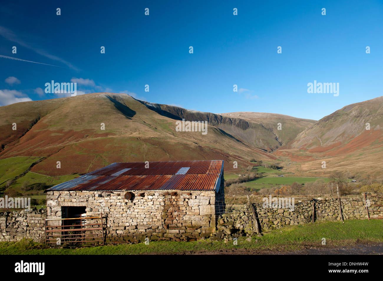 Late autumn on Cautley Crag in the Howgills, seen from Bluecaster, Sedbergh, Cumbria, UK Stock Photo