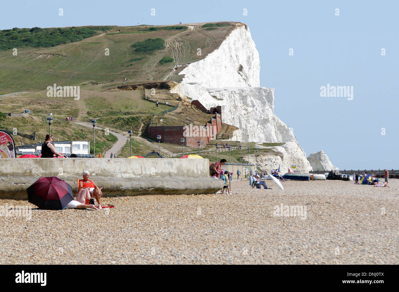 View of Seaford Head from Seaford Beach, East Sussex Stock Photo