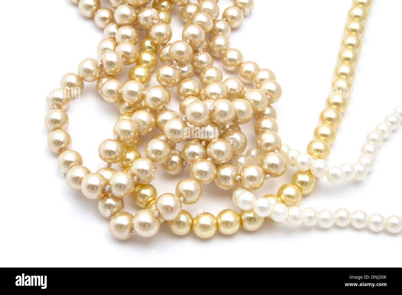 Beautiful string of beads isolated on white background Stock Photo