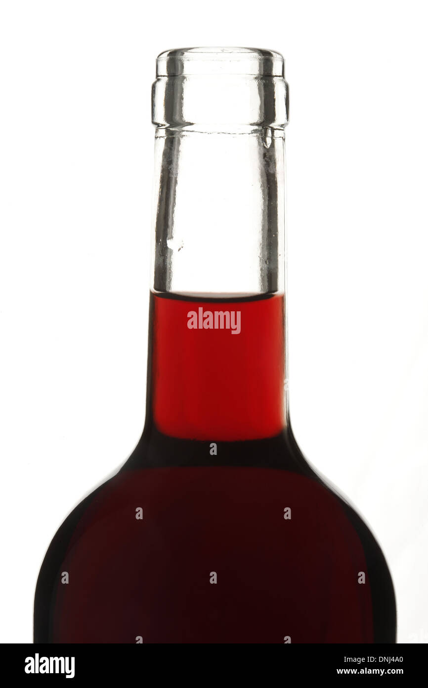 NECK OF A BOTTLE OF RED WINE Stock Photo