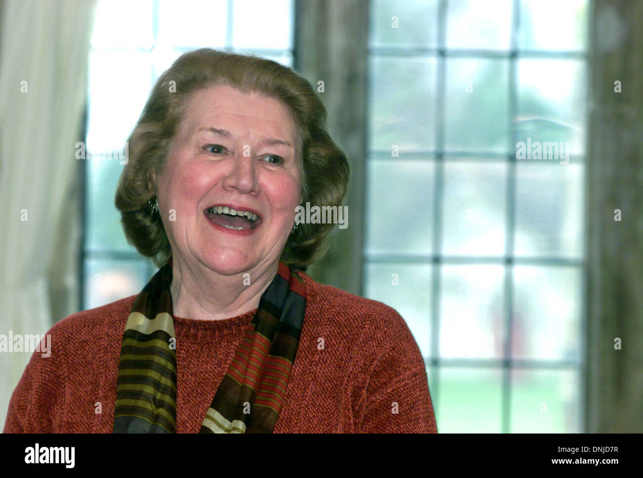 Actress Patricia Routledge famous for playing the part of Hyacinth Bucket in the sitcom Keeping Up Appearances at the opening of an art exhibition in Parham House UK Stock Photo