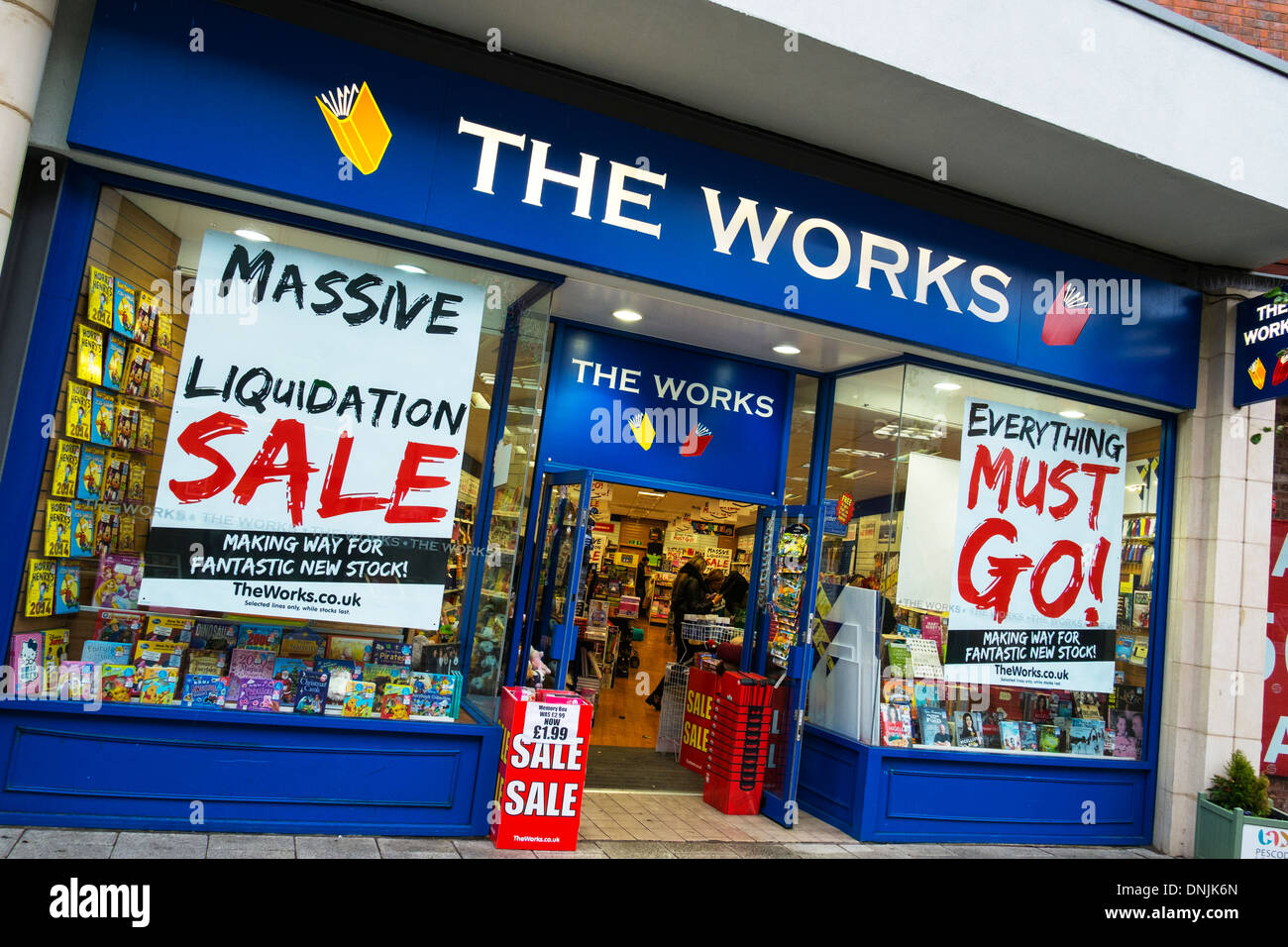 the works book shop front liquidation sale Boston Town. Lincolnshire
