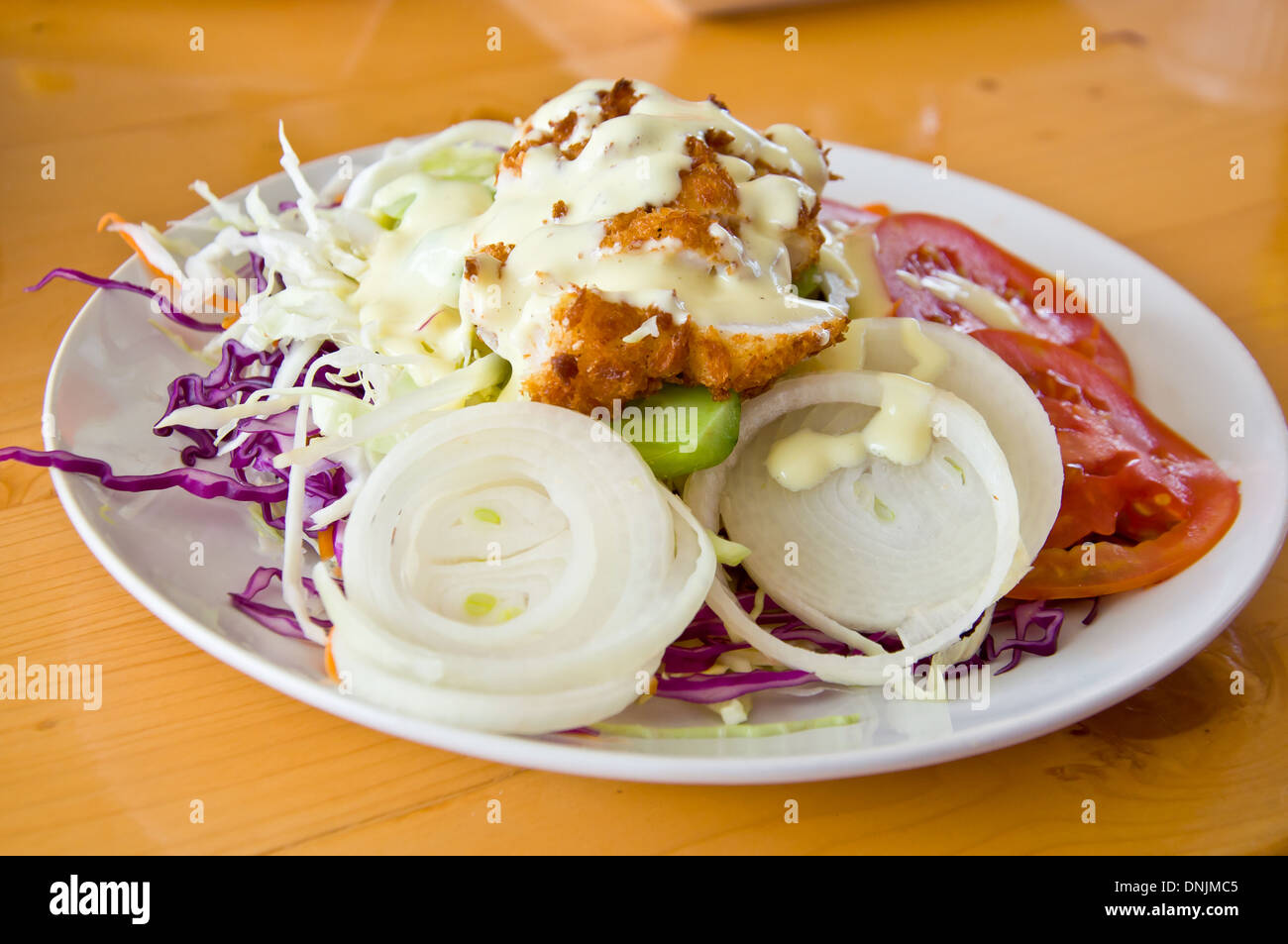 fish salad and vegetable for healthy food Stock Photo