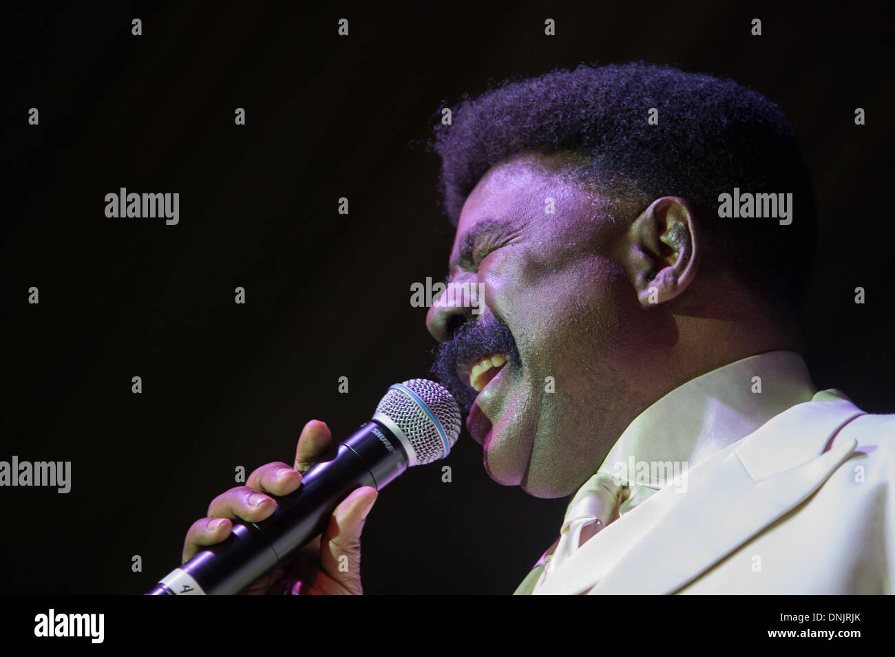 LINCOLN, CA – December 28: Wallace Scott of The Whispers perform in support of Holiday Jam 2013 at Thunder Valley Casino Resort Stock Photo