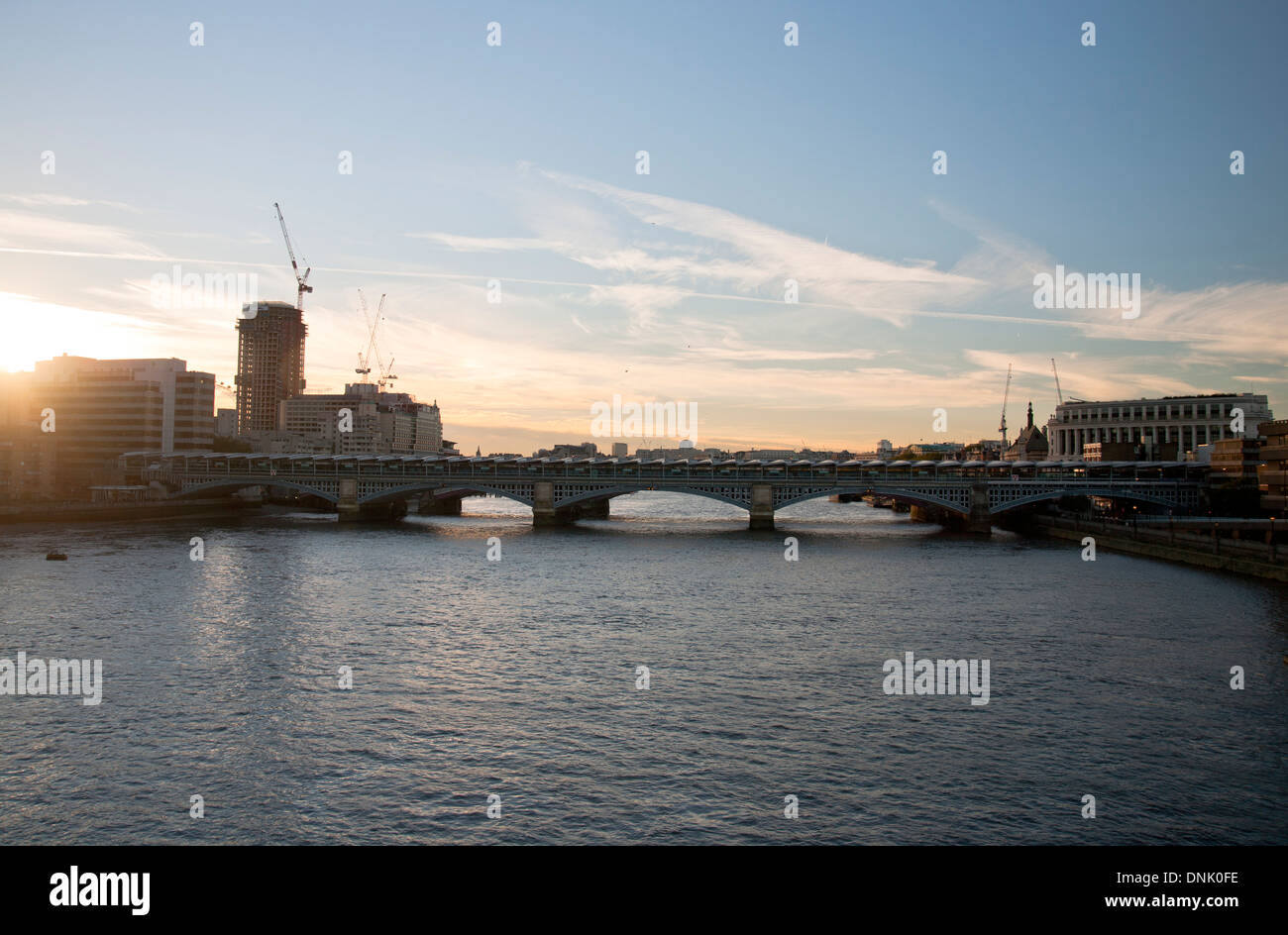 View of Blackfriars Railway Bridge showing the River Thames, London, England, United Kingdom Stock Photo