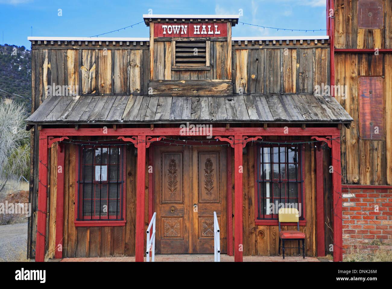 Town Hall, Pinos Altos ghost town, near Silver City, New Mexico USA Stock Photo