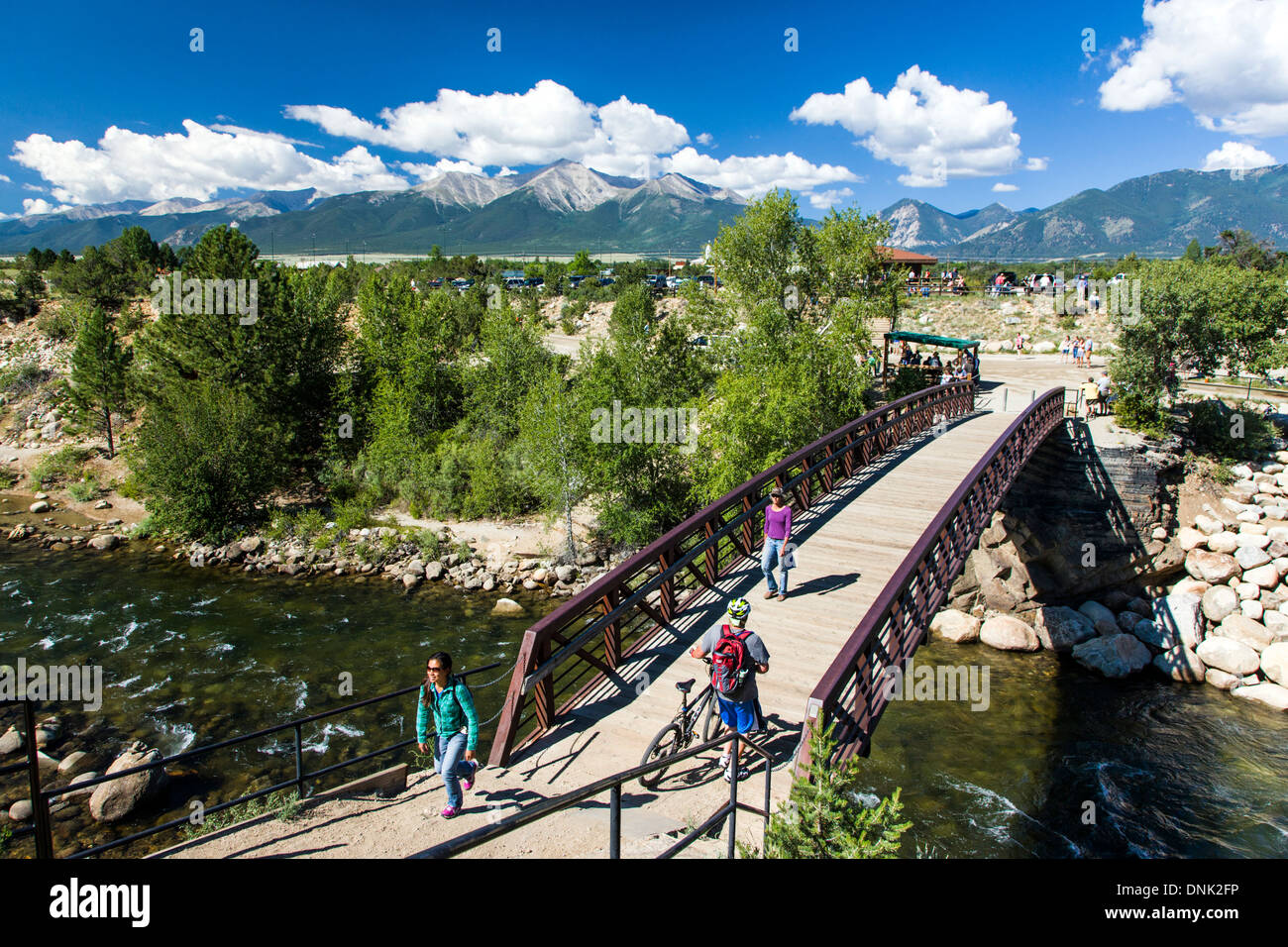 Bridge over Arkansas River provides mountain bikers, hikers and runners
