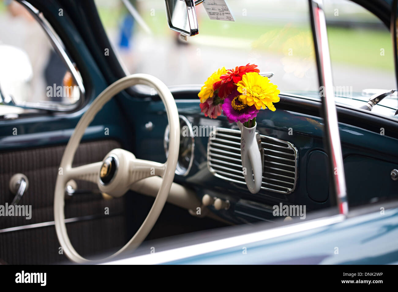 Interior of a vintage VW Beetle Stock Photo