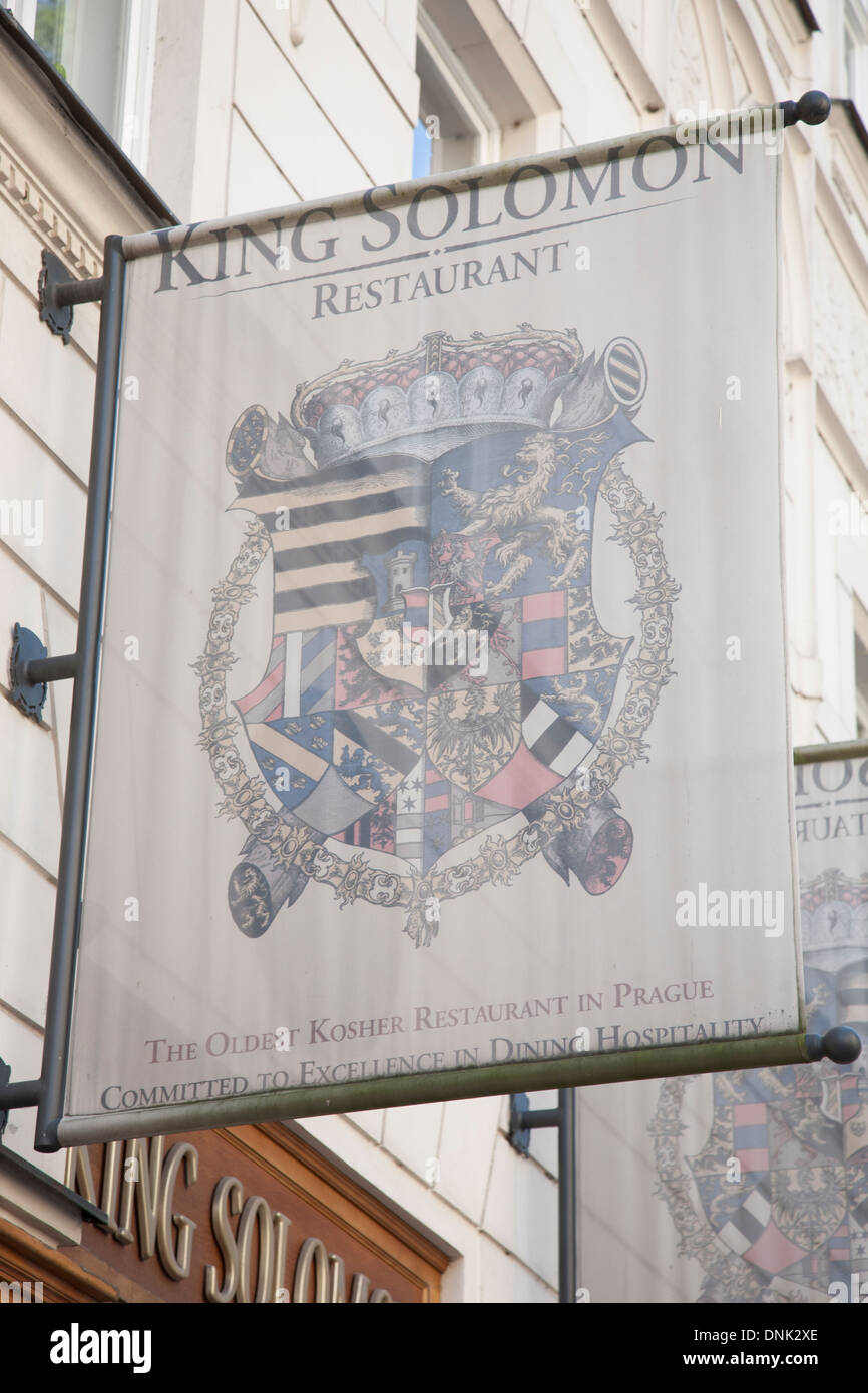 King Solomon Restaurant Sign; Prague; Czech Republic; Europe Stock