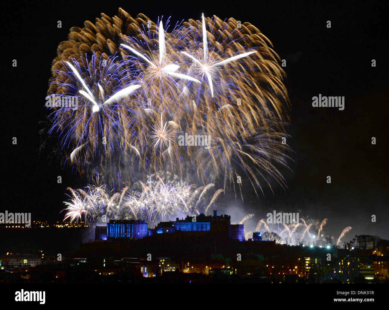 New Year fireworks at Edinburgh Castle , Scotland to celebrate the New