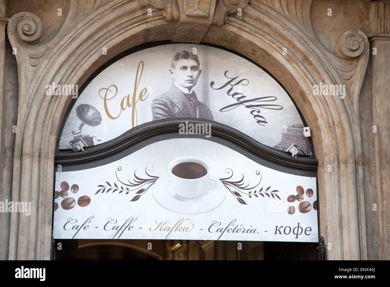 Franz Kafka Cafe, Stare Mesto Neighborhood, Prague, Czech Republic, Europe Stock Photo